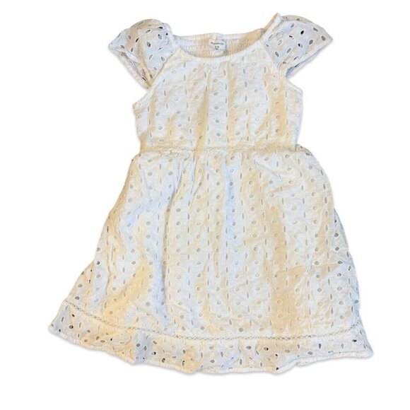 Abercrombie Kids Eyelet Smocked White Dress Boho Size 9 - Picture 1 of 3